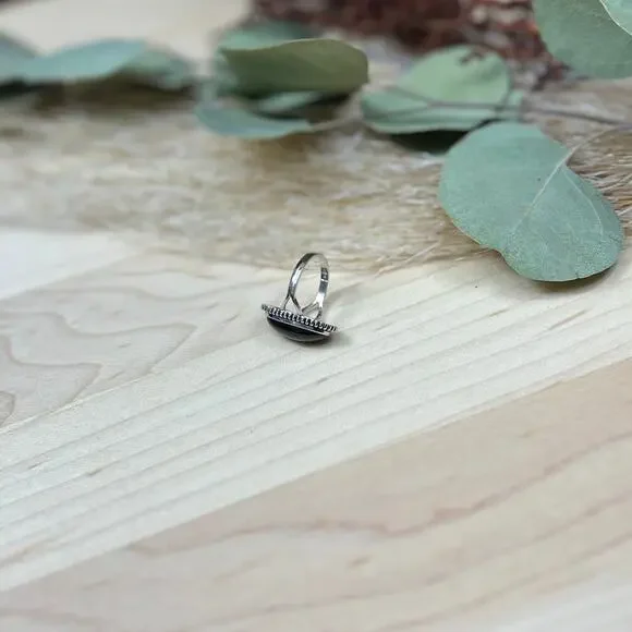 Vintage Clark and Coombs C&C Sterling Silver Elongated Agate Ring Size 4.75 - Picture 7 of 10